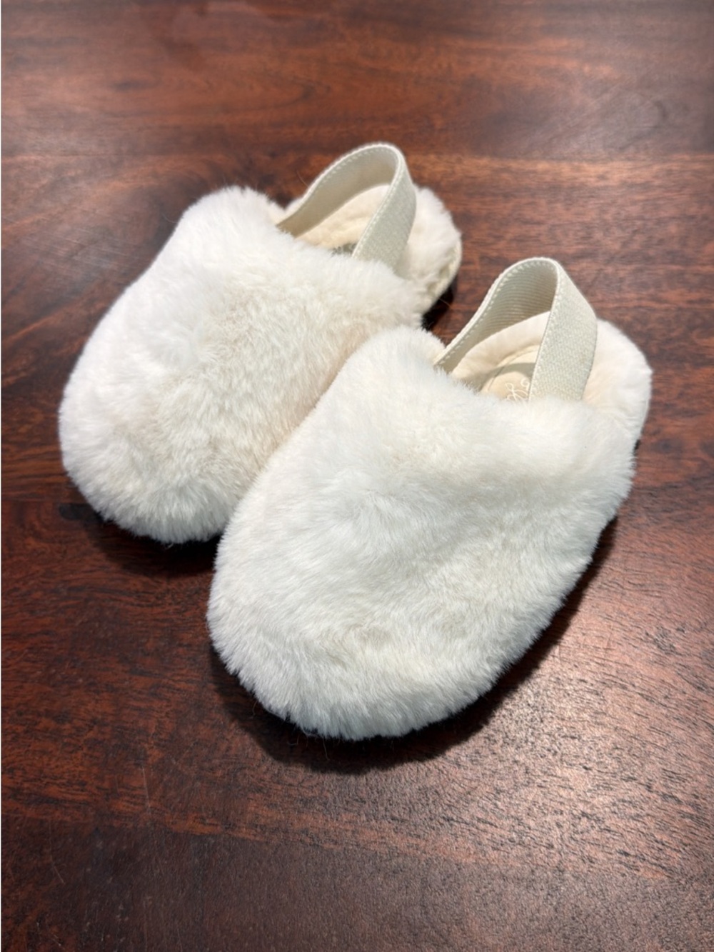 Cat & Jack Cream Fuzzy Baby Slippers